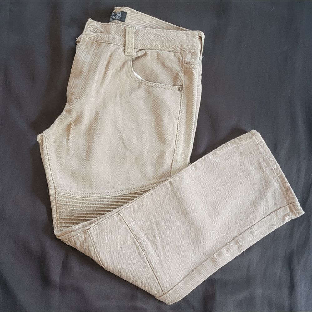 New York Premium Label Ribbed-Knee Jeans, Tan, Mns Sz 36/32